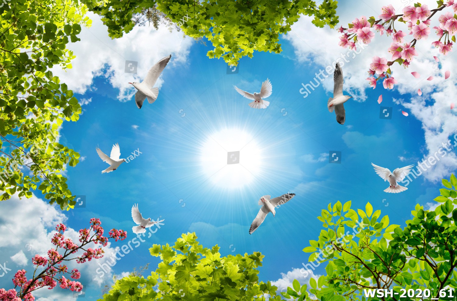 Dán trần trời xanh và hoa WSH-2020_61